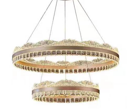 LED -csillár, Nivalis távirányítóval felfüggesztve, 126W, hideg/forró/semleges fény, instabil, állítható magasság, arany