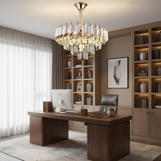 VERSAILLES Nobile kristálycsillár 5xE14, átmérő 40 cm, fényes arany és fehér