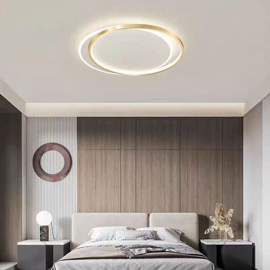 LED chandelier with solar remote control 60W, 2 circles, cold/hot/neutral light, unstable, white gold
