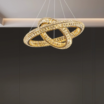 LED csillár LLC130/1CH, kristály és fém, 31 W, 1 kör, szabályozható, állítható magasságú, hideg/meleg/semleges fény, luxus világítás