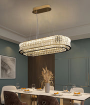 LED csillár távirányítóval, LLC160/750X350GD, kristály és fém, 71 W, szabályozható, állítható magasság, hideg/meleg/semleges fény, luxus világítás