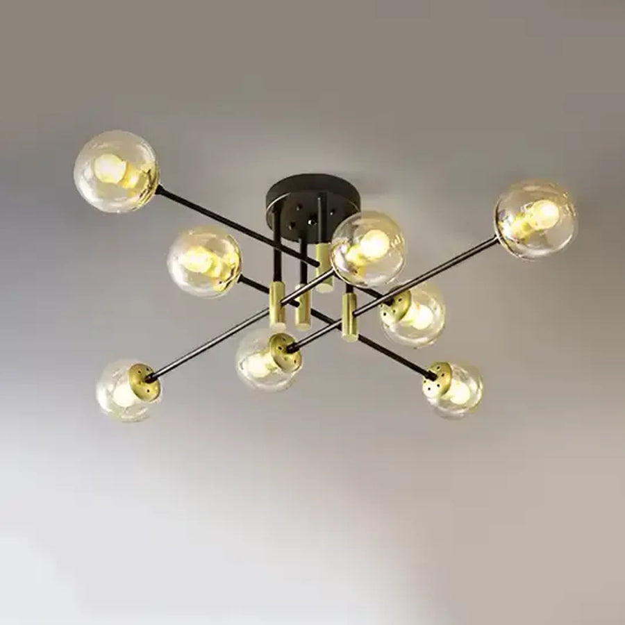 Kerek lámpás, penthouse Grand, 8xe27, aranyfekete, fém