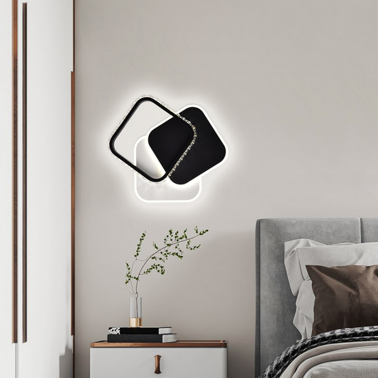 LED -csillár Prismiq 34W Crystal, 3 négyzet, hideg/forró/semleges fény, fekete
