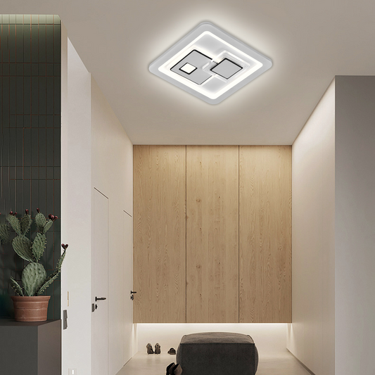 KEREN LED mennyezeti lámpa, 24W, 26 cm átmérő, négyzet alakú, hideg/meleg/semleges fény, fehér