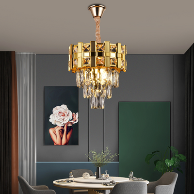 Crystal Chandelier Bran petito 3XE14, 30 cm átmérőjű, fényes arany, állítható magasság