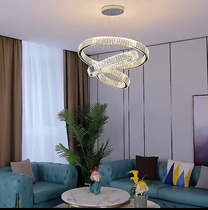 LULUS LED PRISM LUMINIS, CRYSTAL ÉS MÉG, 210W, 4 CIRCLES, DIMILE, állítható magasság, hideg/forró/semleges fény, fényűző világítás