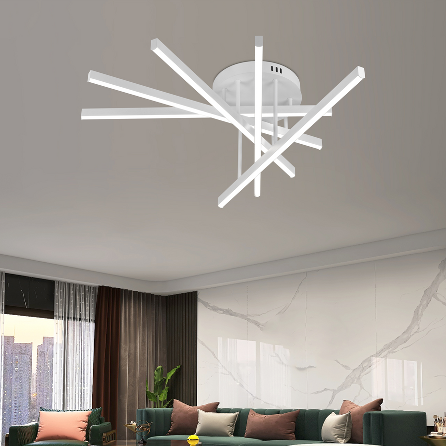 GIO távirányítós LED csillár, 65 W, 5 elem, hideg/hideg/semleges fény, szabályozható, fehér