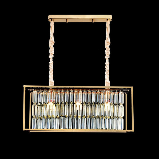 Kristály csillár, CC1676/650X200GD, 3xE14, fényes arany, állítható magasságú, fém és kristály