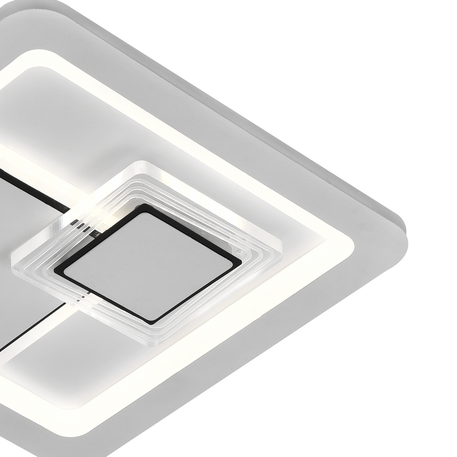KEREN LED mennyezeti lámpa, 24W, 26 cm átmérő, négyzet alakú, hideg/meleg/semleges fény, fehér