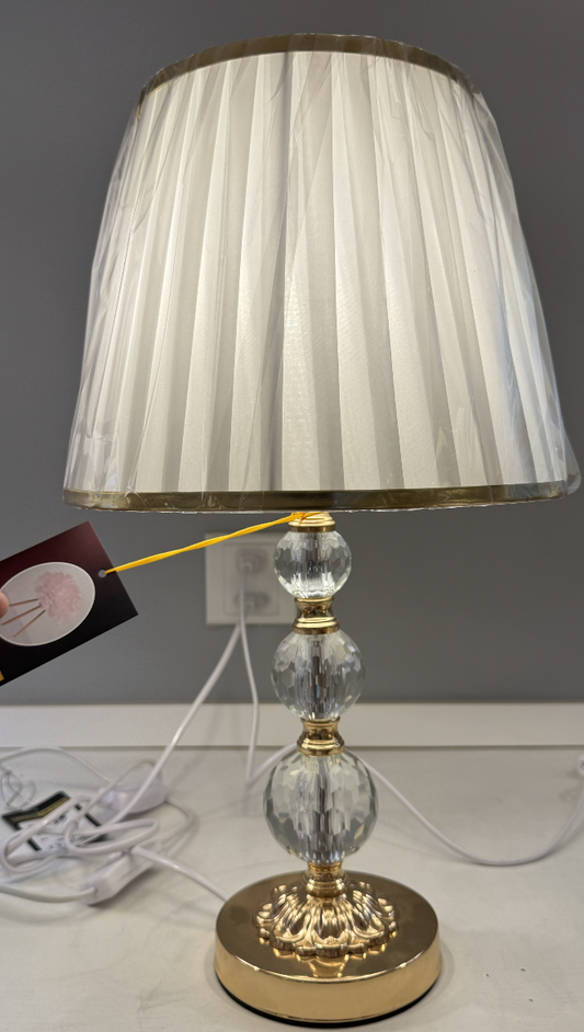 Veioza VZ213WH, 1x E27, fém és textil, fehér és arany