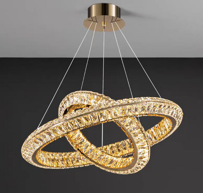 LED csillár LLC130/1CH, kristály és fém, 31 W, 1 kör, szabályozható, állítható magasságú, hideg/meleg/semleges fény, luxus világítás