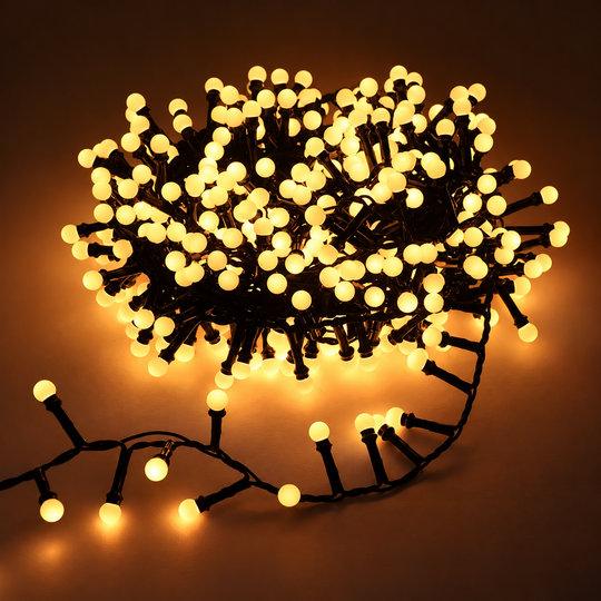 Lineáris karácsonyi telepítési típusú mini gömbök, meleg fény, 1000 cm, 300 LED, IP44