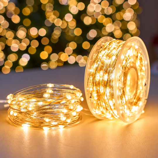 Lineáris karácsonyi telepítés ezüst dróttal és távirányítóval, meleg fény, 30 000 cm, 3000 LED, IP44