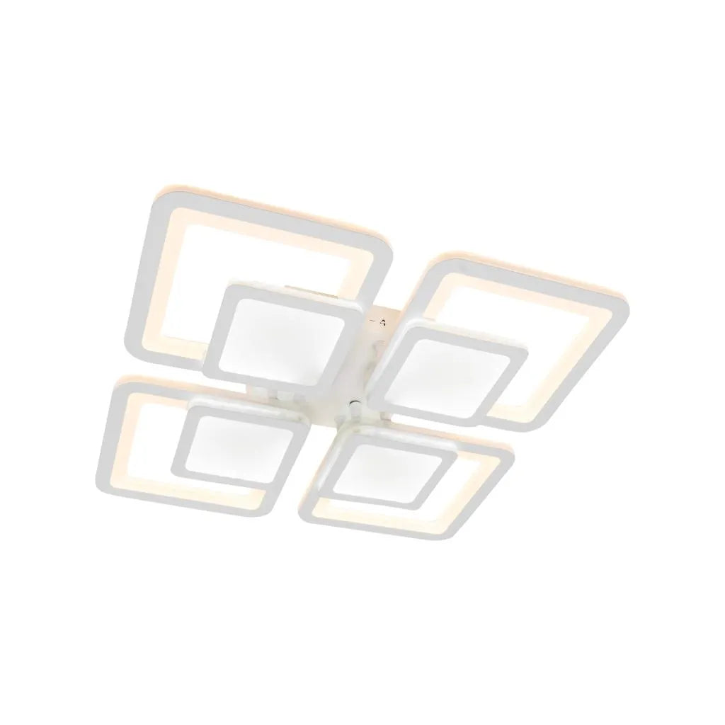LED -csillár szezám távirányítóval, 77W, 4 négyzet, hideg/forró/semleges fény, instabil, fehér