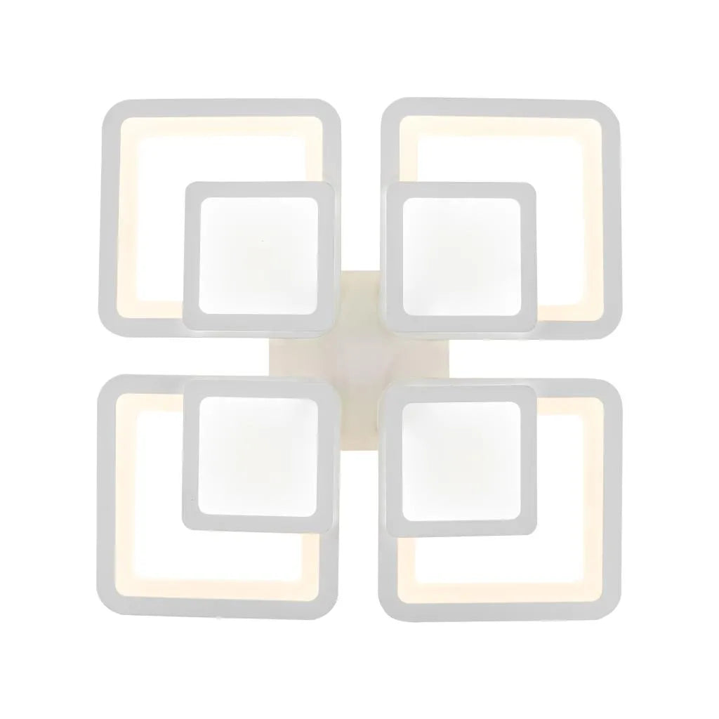 LED -csillár szezám távirányítóval, 77W, 4 négyzet, hideg/forró/semleges fény, instabil, fehér