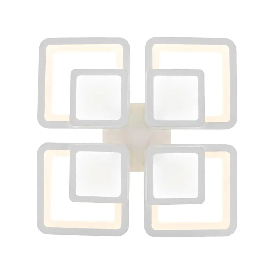 LED -csillár szezám távirányítóval 77W, 4 négyzet, hideg/forró/semleges fény, instabil, fehér