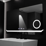 Téglalap alakú LED -tükör, 80x60 cm, definíciós mozgásgátló marcello, letiltási rendszer, óra és hőmérő, kozmetikai nagyító