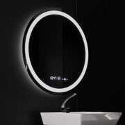 Kerek LED -tükör, 80 cm, Celeste Motionglow Marcello, Leírásító rendszer, óra és hőmérő, dimálható