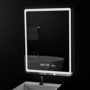 Téglalap alakú LED -tükör, 60x80 cm, Wizz Sensor MotionGlow Marcello, leolvasztási rendszer, óra és hőmérő, dimálva