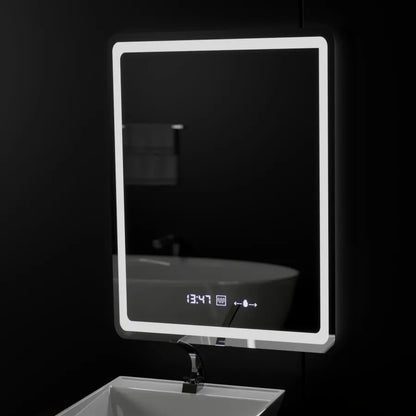 Téglalap alakú LED -tükör 60x80cm mozgásgátló érzékelő Marcellow Wizz rendszer leolvasztása óra és dimálható hőmérő
