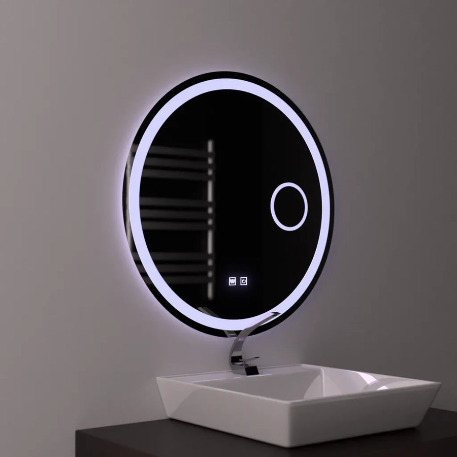 60 cm -es kerek LED -tükör, luxor érintés, leolvasztási rendszer, dimablable