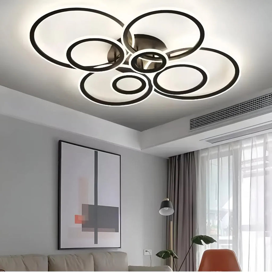 LED -csillár Betty 130W távirányítóval, 8 kör, hideg/forró/semleges fény, instabil, fekete