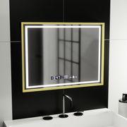 Téglalap alakú LED -tükör, 80x60 cm, Royale Gold MotionGlow Marcello, Deprover, óra és hőmérő, dimálható