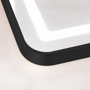 Négyszögletű LED-es tükör, fekete keret, 50x160 cm, szabályozható, hideg/meleg/semleges fény, öltözködési stílus