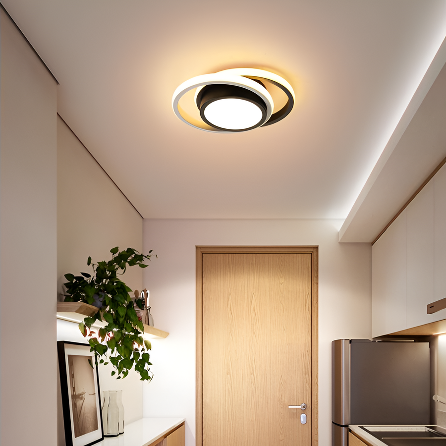 Cecico LED csillár, 18W, 3 kör, hideg/forró/semleges fény, fehér/fekete, fém