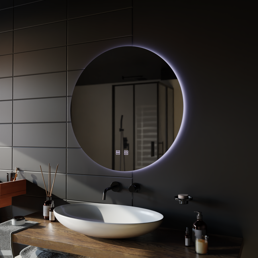 Kerek LED -tükör, 70 cm, Isolda, érintés