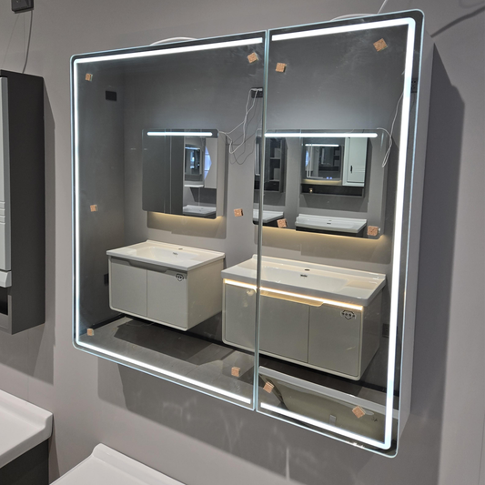 Theresa gardrób LED tükörrel DBP125 80x70 szürke