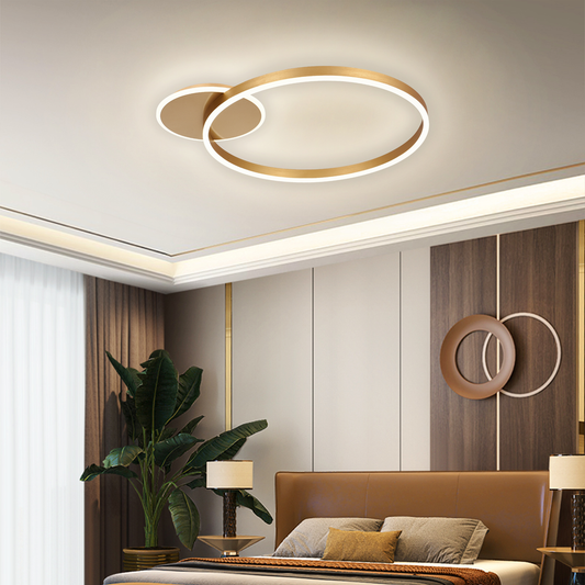 LED -csillár távirányítóval Elisabeth 72W, 2 kör, hideg/forró/semleges fény, zsíros, fényes arany