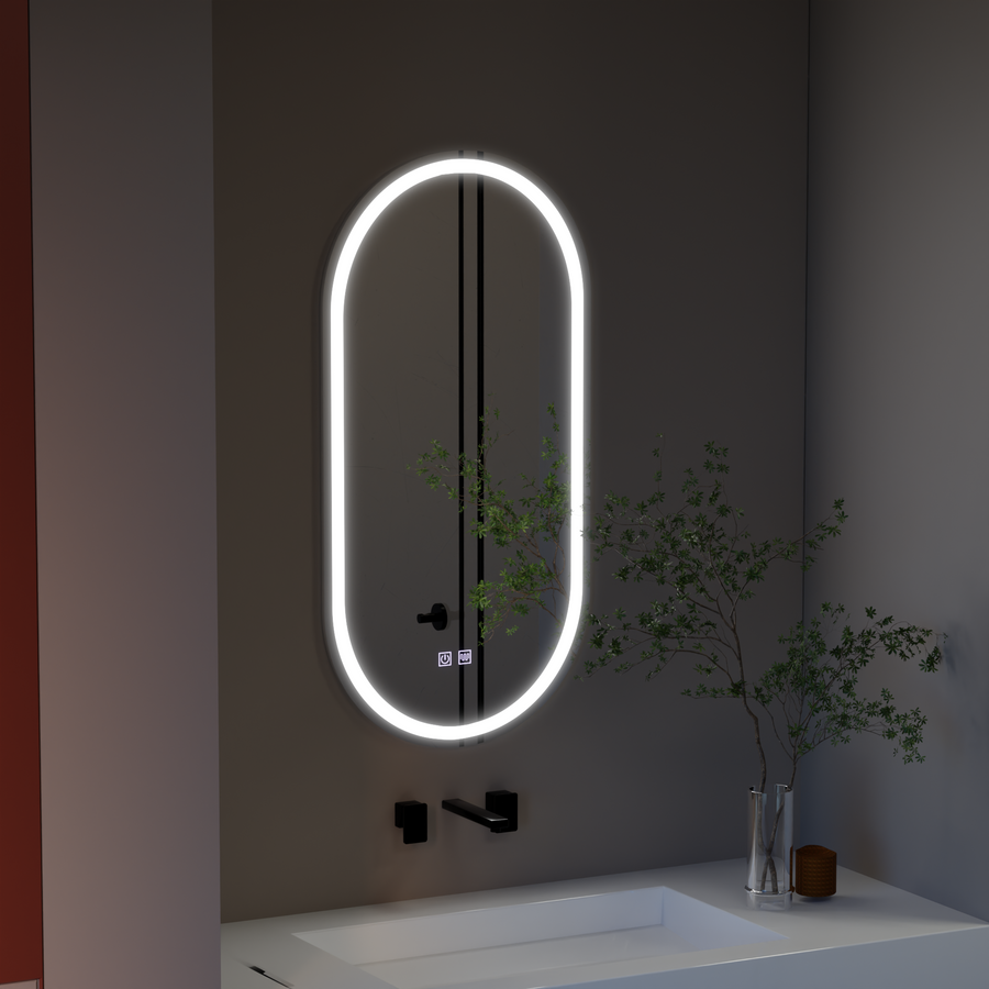 Ovális LED -tükör, 50x100cm, Velara Touch, Szabadságrendszer, Dimable