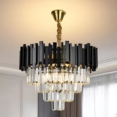 Crystal Chandelier Blois Noble 4XE14, 40 cm átmérőjű, fekete, állítható magasság