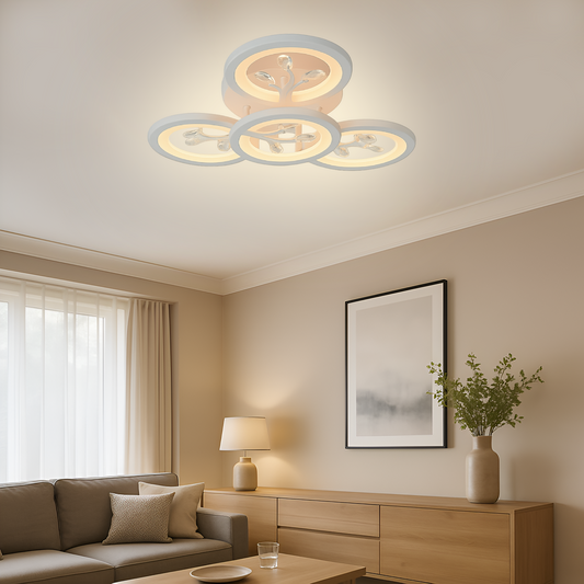 LED -csillár távirányítóval és Daisy 49W Crystal, 4 elem, hideg/forró/semleges fény, instabil, fehér