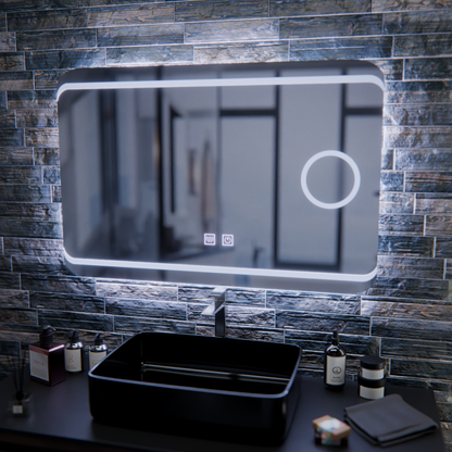 LED tükör E30S/65X45, érintés és páramentesítő funkció, kozmetikai fény, 65x45 cm, hideg fény 6000K