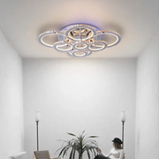 LED -csillár távirányítóval és Crystal LIA RGB 182W, 8 kör, hideg/forró/semleges fény, instabil, fényes krómfehér