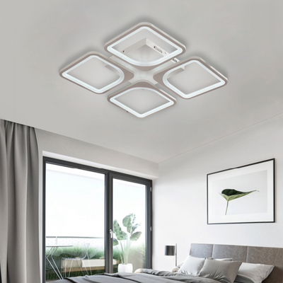LED -csillár Zoe 52W távirányítóval, 4 négyzet, hideg/forró/semleges fény, átkozott, fehér