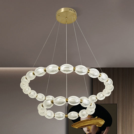 A LED -csillár felfüggesztette a Fausto távirányítót, 85W, hideg/forró/semleges fény, instabil, állítható magasság, arany