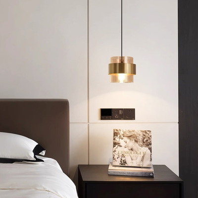 Függesztett csillár LC866/1TN, 1XE27, állítható magasságú, üveg és fém