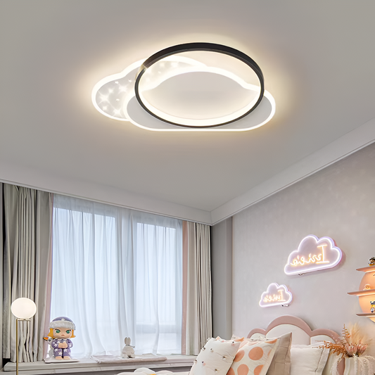 LED -csillár távirányító regény 125W, felhő, hideg/forró/semleges fény, instabil, fekete -fehér