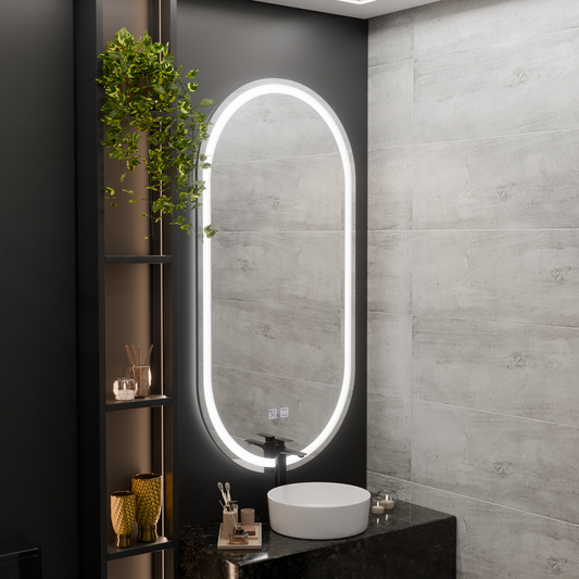 Ovális LED -tükör, 50x100cm, Velara Touch, Szabadságrendszer, Dimable