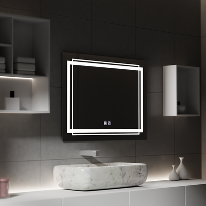 Téglalap alakú LED -tükör, 50x70 cm, Koven Touch, Despantile rendszer, Dimable