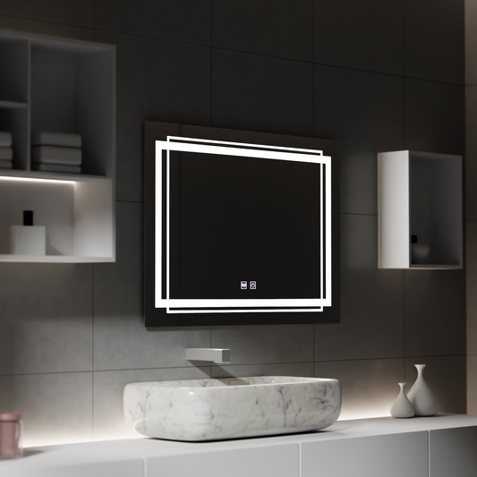Téglalap alakú LED -tükör, 50x70 cm, Koven Touch, Despantile rendszer, Dimable