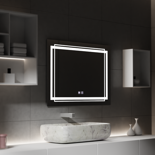 Négyszögletű LED tükör, 80x60cm, KOVEN Touch, páramentesítő rendszer, szabályozható tükrök Korman E alapértelmezett cím Alessandro Design