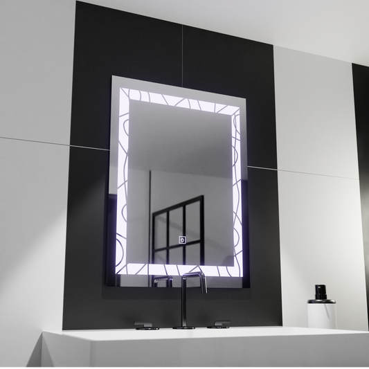 Tükör LED téglalap alakú 60x80cm Deco keret alapvető érintés