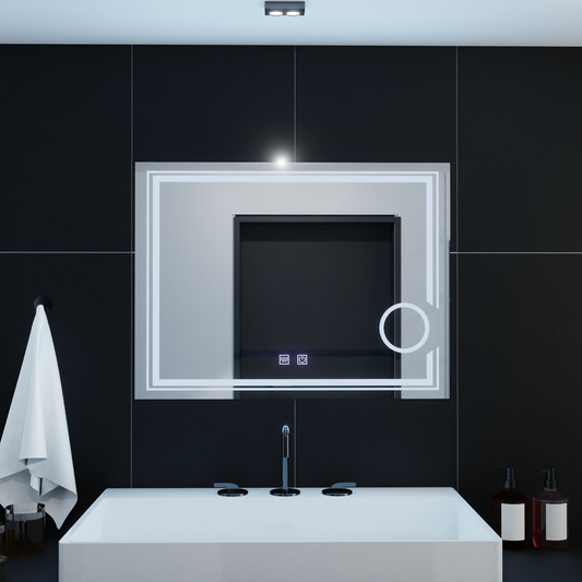 Téglalap alakú LED -tükör, 80x60cm, Magic Essenza Touch, Domantile rendszer, Dimable