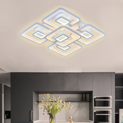 LED -csillár Felix 107W távirányítóval, 5 négyzet, hideg/forró/semleges fény, instabil, fehér