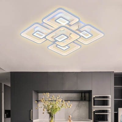 LED -csillár Felix 107W távirányítóval, 5 négyzet, hideg/forró/semleges fény, instabil, fehér