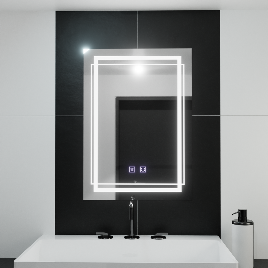 Téglalap alakú LED -tükör, 50x70 cm, Koven Touch, Despantile rendszer, Dimable
